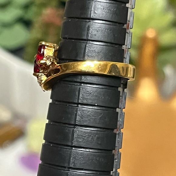 Triple Red Ruby Cocktail Ring - Picture 8 of 11